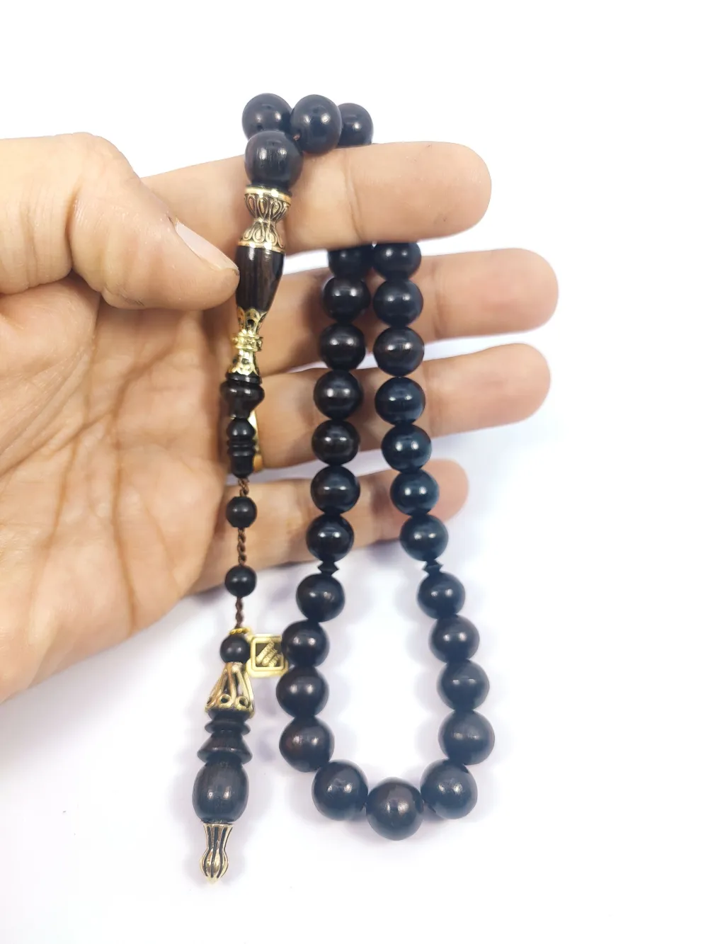 İskeçeli̇ Cemi̇l Usta Eseri̇ Gümüş Nakkaş İri̇ Boy Abanoz Ağacı küçük resim 5