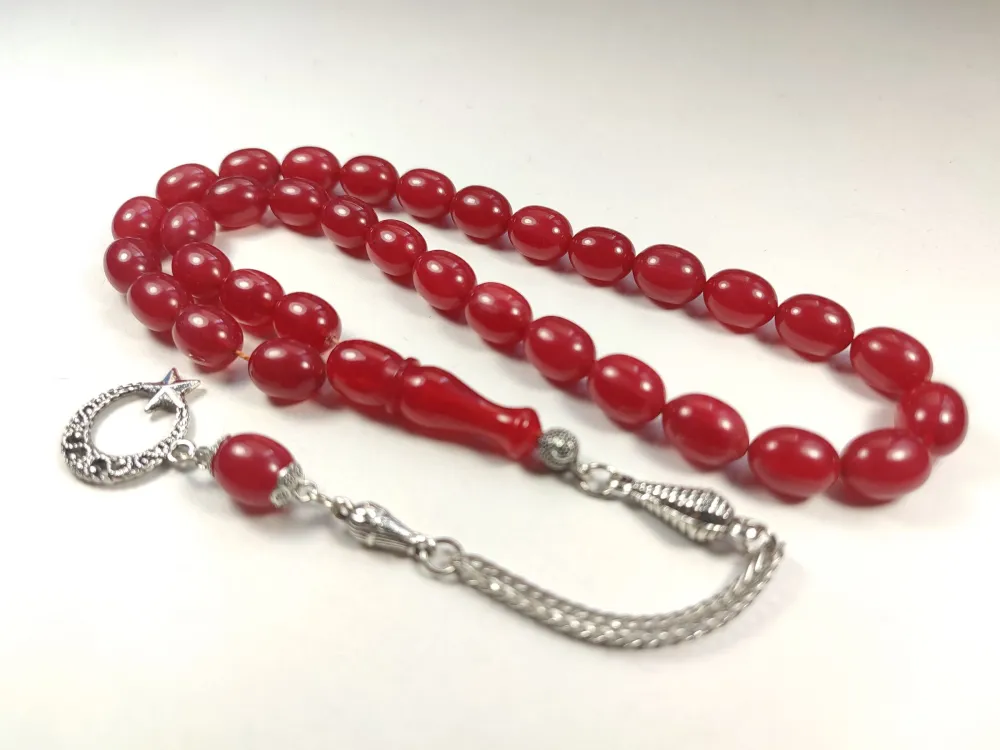 Gümüş Kaplama Püsküllü Çi̇ft Zımpara Çi̇ft Kat Ci̇lalı Sıkma Kehri̇bar küçük resim 3