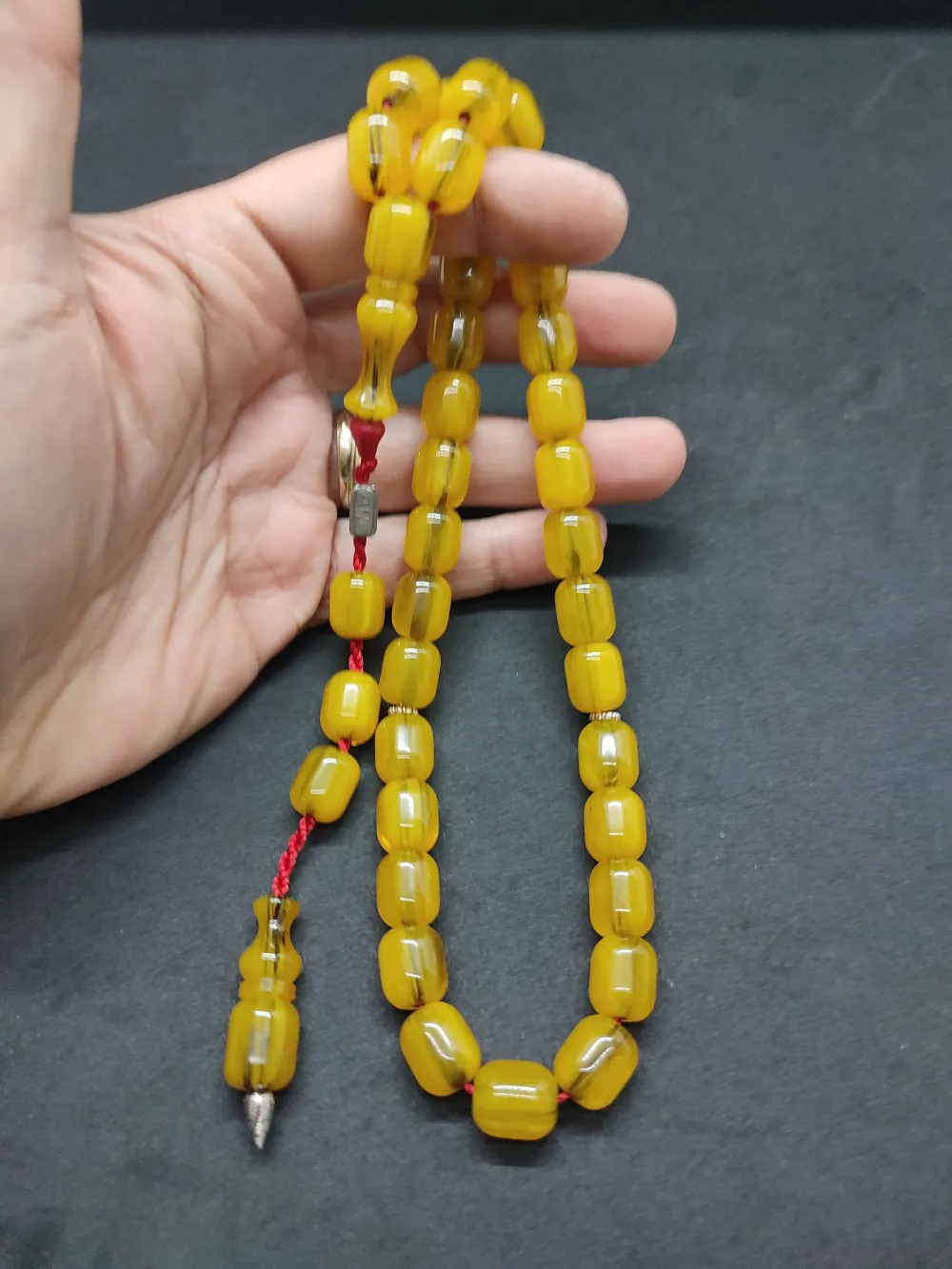 Zeyzun Usta Eseri̇ Di̇k Damar (İmza Çi̇vi̇ Ara Pulları Gümüş) Sıkma Kehri̇bar küçük resim 5