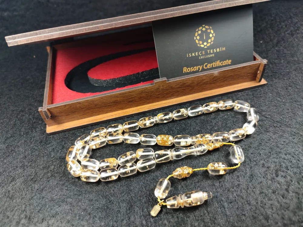 Furkan Gül Usta İmzalı Serti̇fi̇kalı Ve Özel Kutulu Altın Parçacıklı Ateş Kehri̇bar küçük resim 3