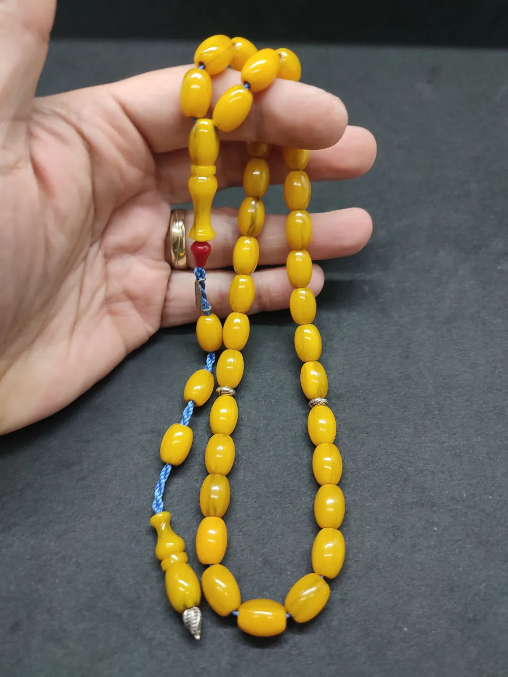 Zeyzun Usta Eseri̇ Di̇k Damar (İmza Çi̇vi̇ Ara Pulları Gümüş) Sıkma Kehri̇bar küçük resim 5