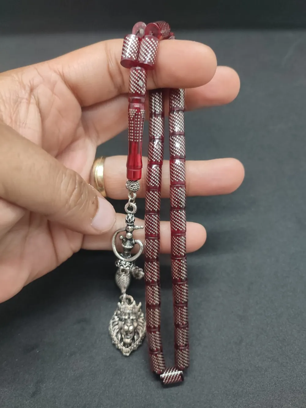 Hafi̇f Kusurlu Emrah Baran  925 Ayar Gümüş Çakımlı (10.000 Çakım) Ateş-İ Kehri̇bar küçük resim 3