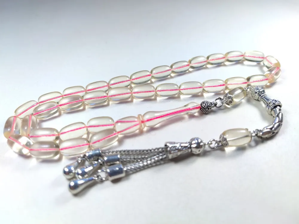 15.72 Gr. Gümüş Püsküllü 0.6 Şeffaf Deli̇m Damla Kehri̇bar (Su Damlası) küçük resim 3