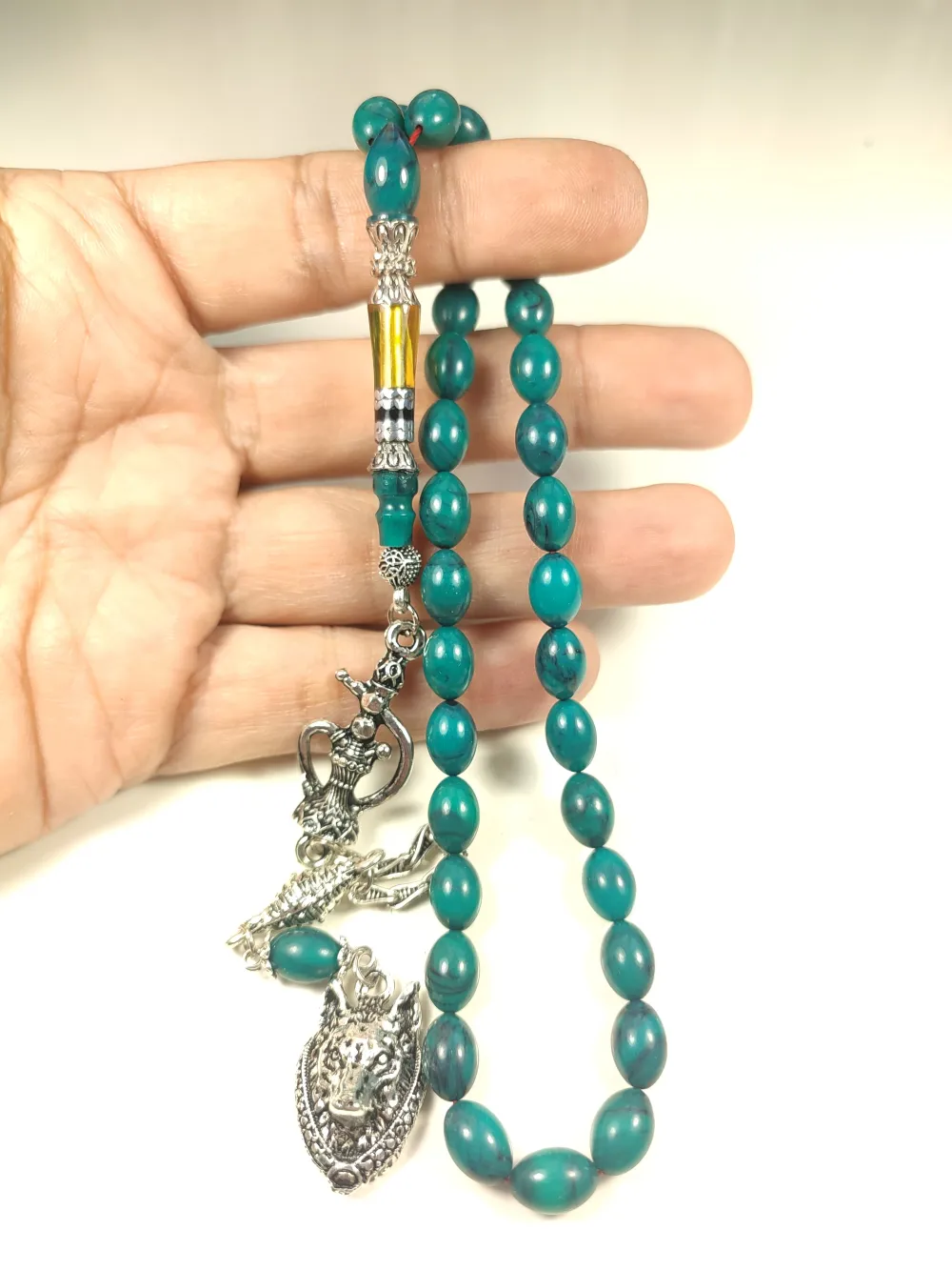 925 Ayar Gümüş Nakkaş İp Yolu Eski̇tme Multi̇ Color Sıkma Kehri̇bar küçük resim 4