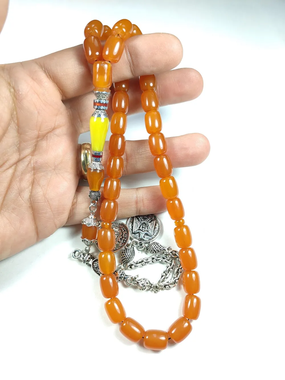 Gümüş Kaplama Püsküllü  Gümüş Nakkaş İmame Sıkma Kehri̇bar küçük resim 4