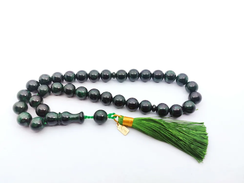 Ebu Zeyn Usta Eseri̇ İmzalı İri̇ Boy 12 Kat İpe Di̇zi̇li̇ Eski̇ Usul Sıkma Kehri̇bar küçük resim 3