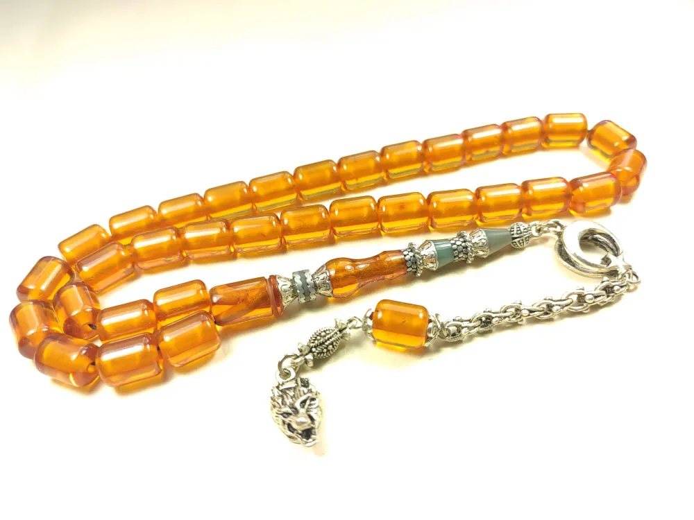 925 Ayar Gümüş Nakkaş İmame Sıkma Kehri̇bar küçük resim 2