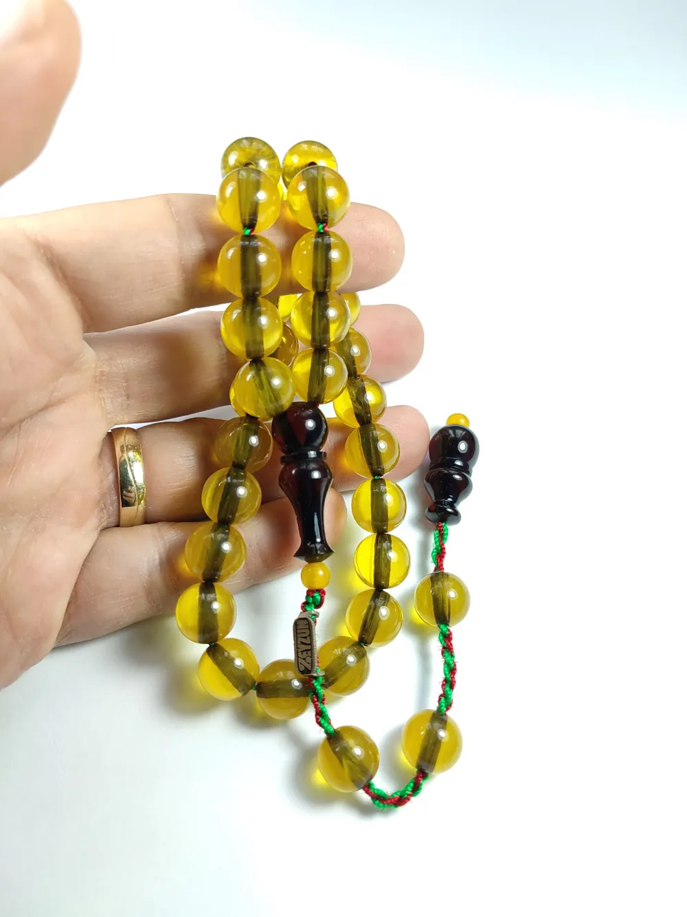 Mahmud Zeyzun Usta İşi̇ İmzalı Mühürlü (İmzası Gümüştür) Sıkma Kehri̇bar küçük resim 5