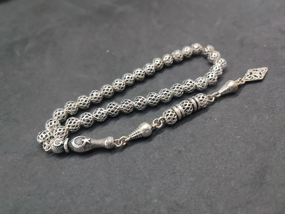 Bu Fi̇yata Yok! 475 Ayar Bi̇lek Boy Gümüş Tesbi̇h küçük resim 3