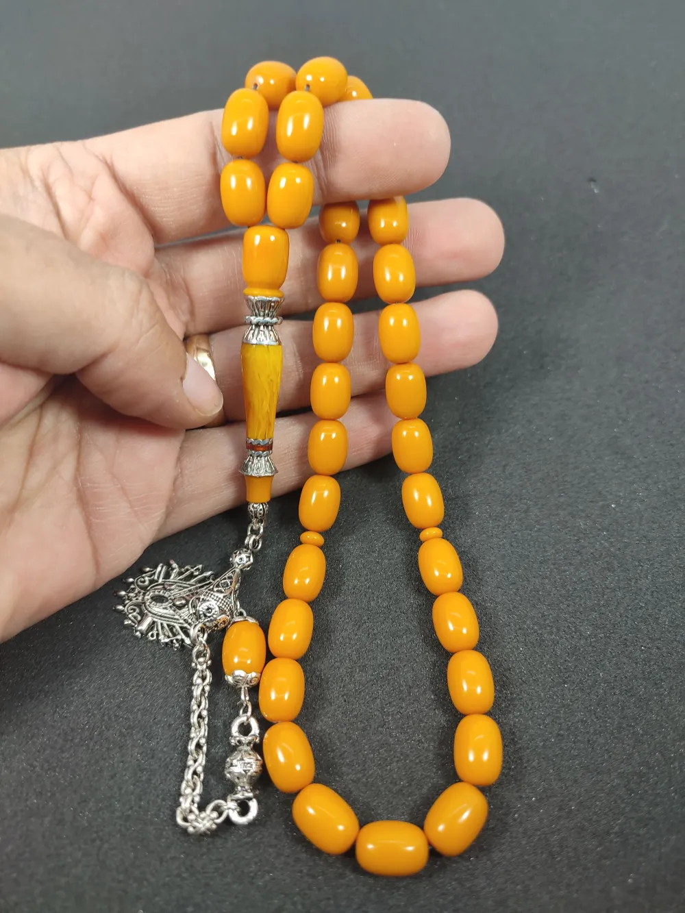 Şevket Alkan Usta İşi̇ 925 Ayar Gümüş Nakkaş İmame  Sıkma Kehri̇bar küçük resim 5