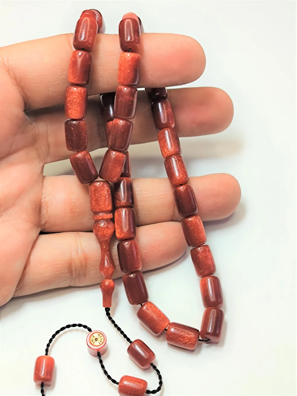 Mesut Elma Usta İşi̇ İmzalı Mühürlü Orji̇nal Si̇mli̇ Sıkma Kehri̇bar küçük resim 3