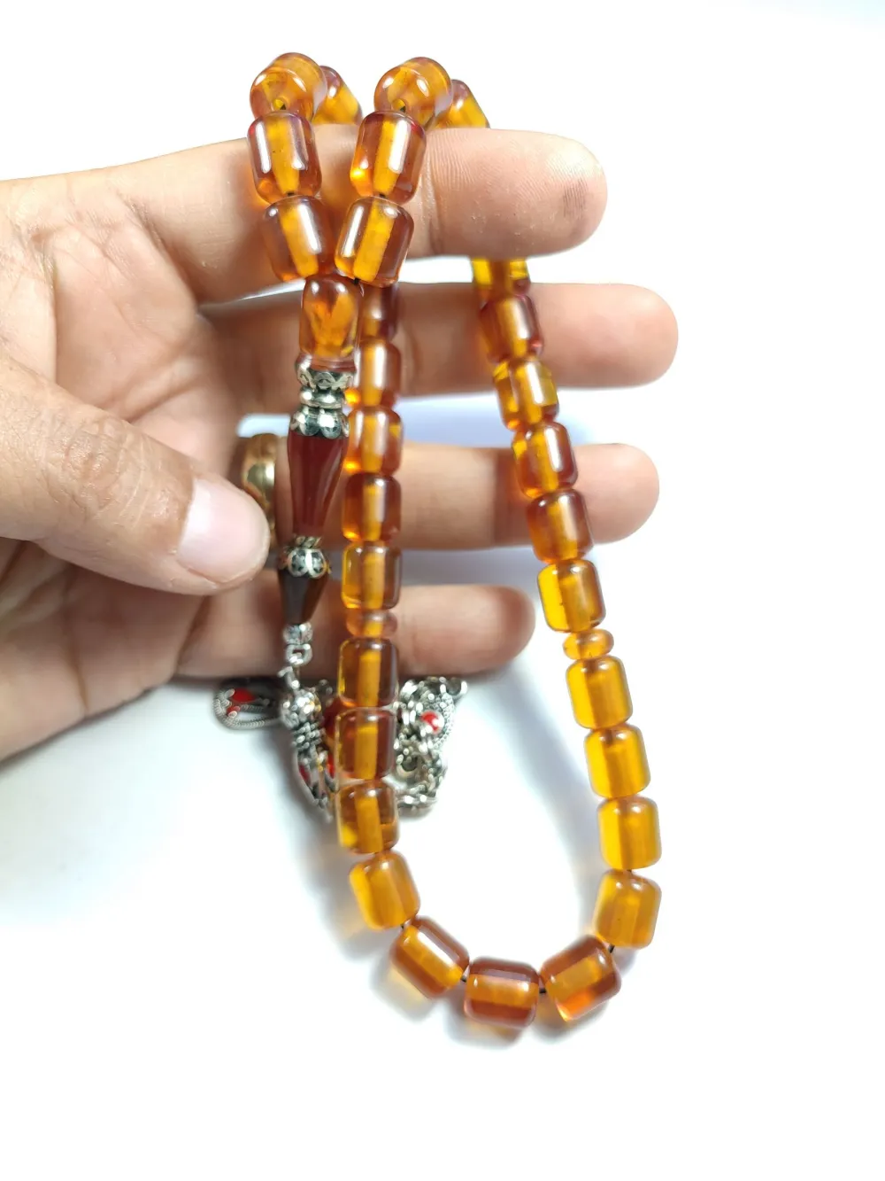 Alman Gümüş Püskül  Nakkaş Gümüş İmame Sıkma Kehri̇bar küçük resim 4