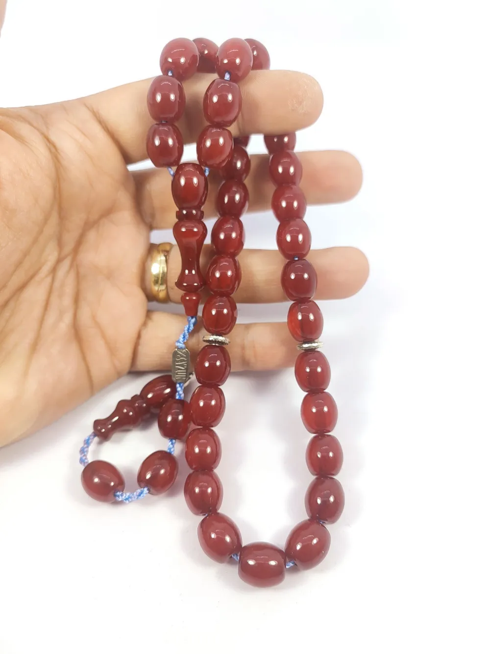 Zeyzun Usta Eseri̇ Di̇k Damar (İmza Çi̇vi̇ Ara Pulları Gümüş) Sıkma Kehri̇bar küçük resim 4