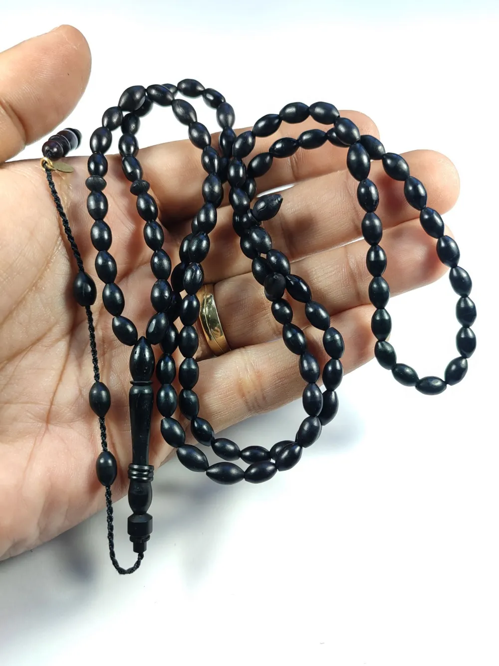 Junai̇d Hasan Usta İşi̇ İmzalı Si̇yah Kuka Namaz Tesbi̇hi̇ küçük resim 4