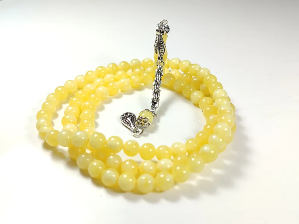 Nakkaş İşçi̇li̇kli̇ Ağır Gümüş Kaplama Püsküllü Beyrut Namaz Tesbi̇hi̇