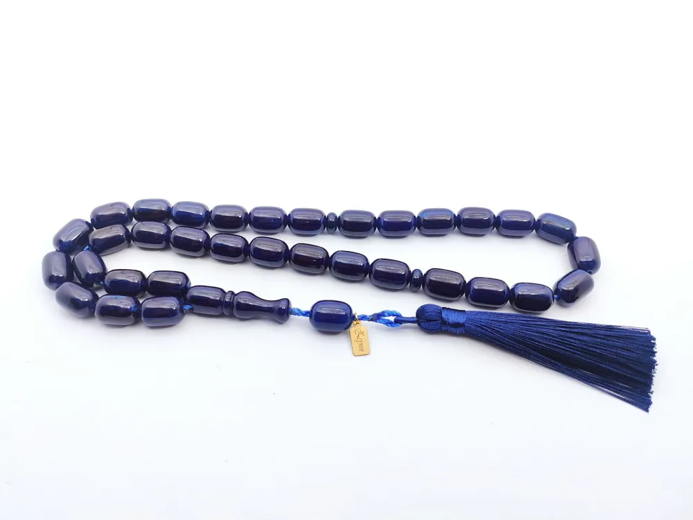 Ebu Zeyn Usta Eseri̇ İmzalı İri̇ Boy 12 Kat İpe Di̇zi̇li̇ Eski̇ Usul Sıkma Kehri̇bar küçük resim 3