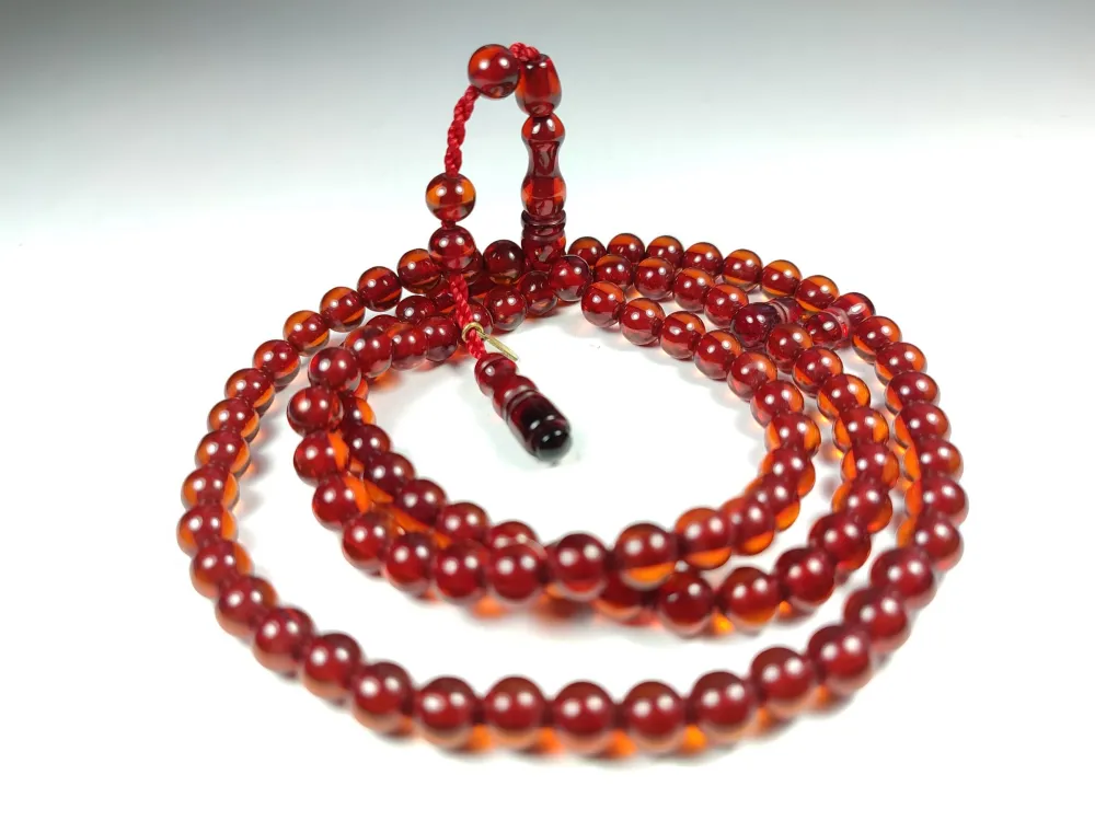 Mehmet Mercan Usta İşi̇ İmzalı Mühürlü Sıkma Kehri̇bar Namaz Tesbi̇hi̇ küçük resim 2