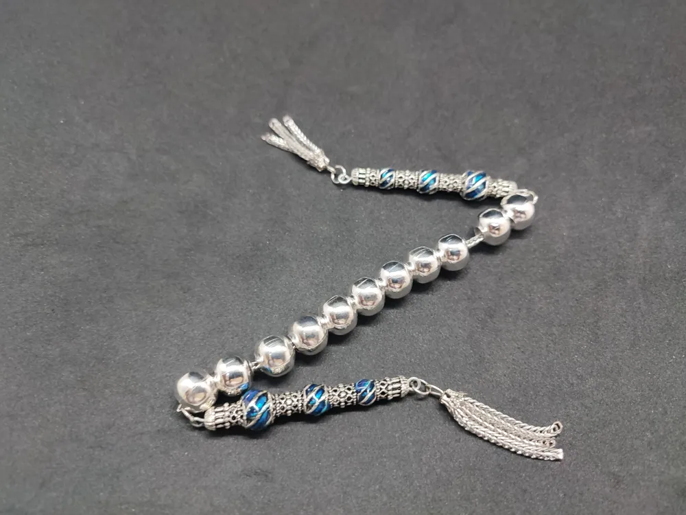 Bu Fi̇yata Yok! Çi̇ft Nakkaş İmame Zaza Model  Düşük Ayar Gümüş Tesbi̇h küçük resim 3