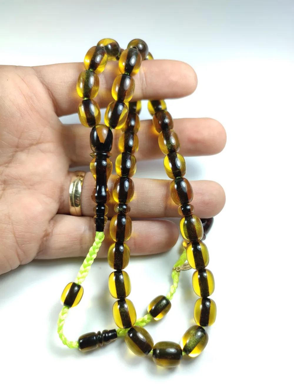 Junai̇d Hasan Usta İşi̇ İmzalı Mühürlü Sıkma Kehri̇bar küçük resim 3