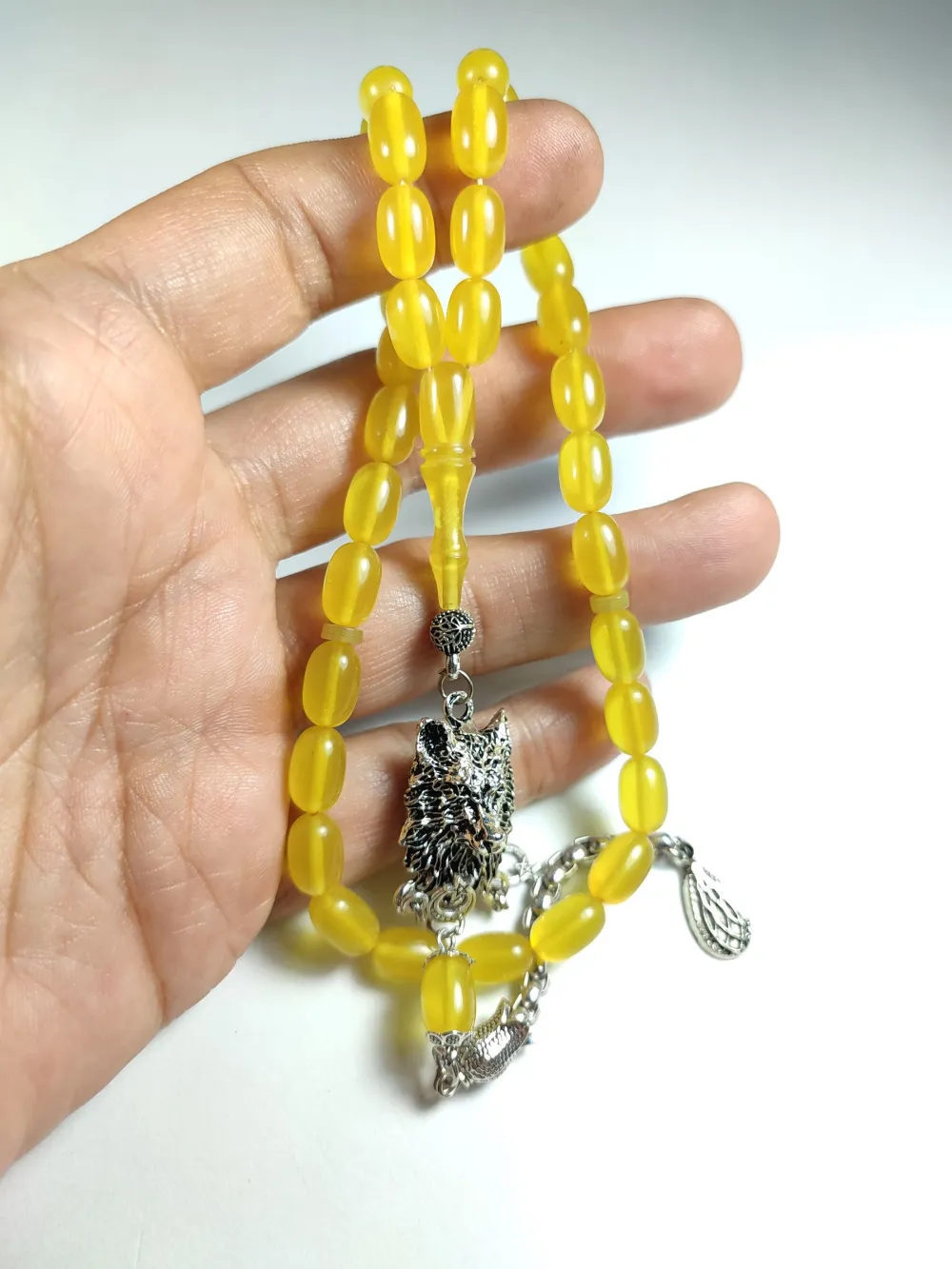 Alman Gümüş Kaplama Püskül Kombi̇nli̇ Sıkma Kehri̇bar küçük resim 4