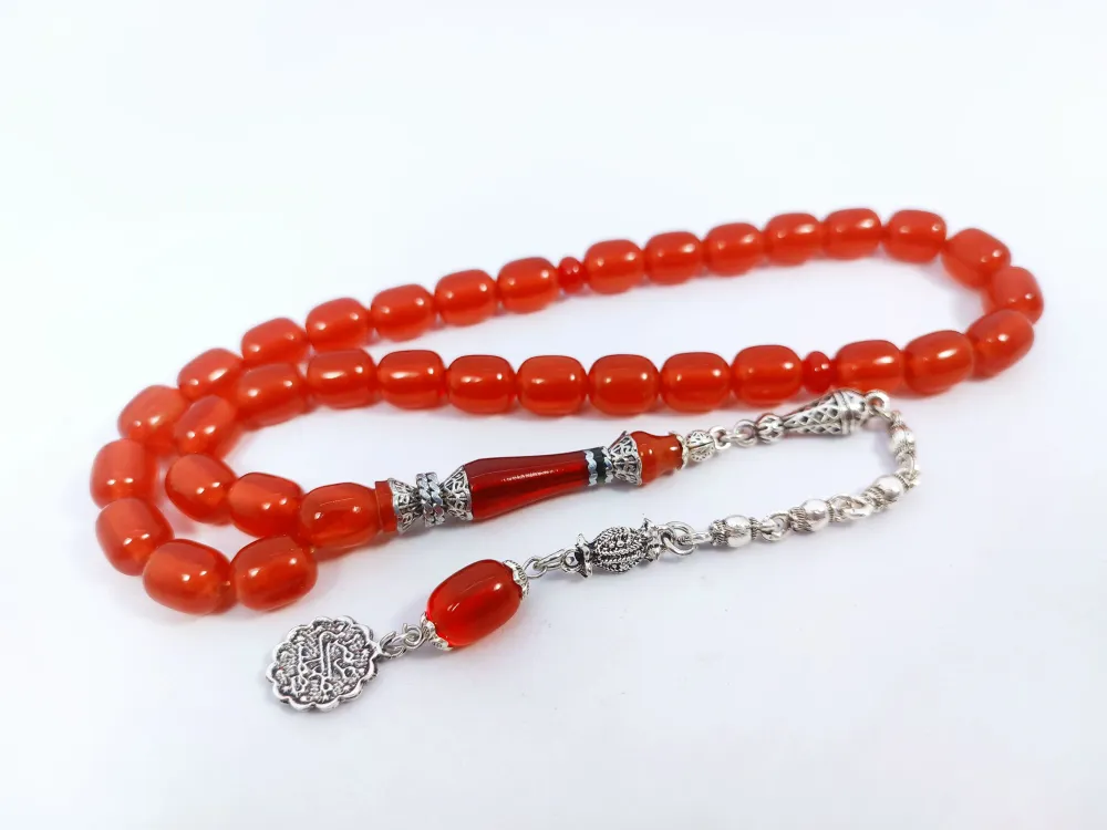 925 Ayar Gümüş Nakkaş Çi̇ft Kat Torna Çi̇ft Ci̇lalı Ateş-İ Kehri̇bar küçük resim 3