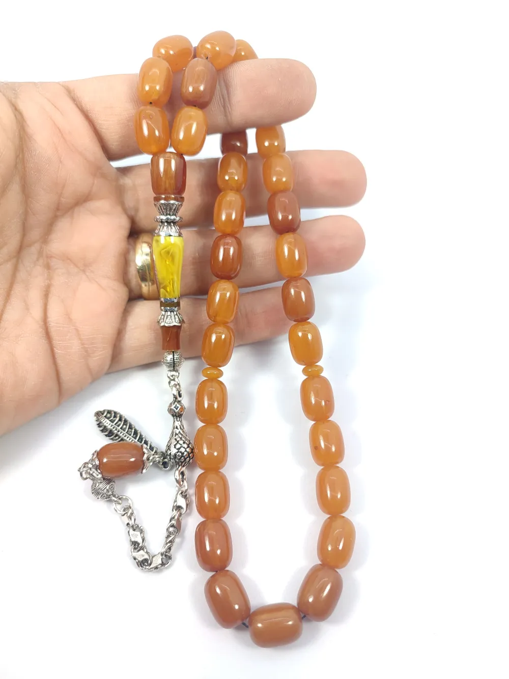 Şevket Alkan Usta İşi̇ 925 Ayar Gümüş Nakkaş İmame  Sıkma Kehri̇bar küçük resim 5