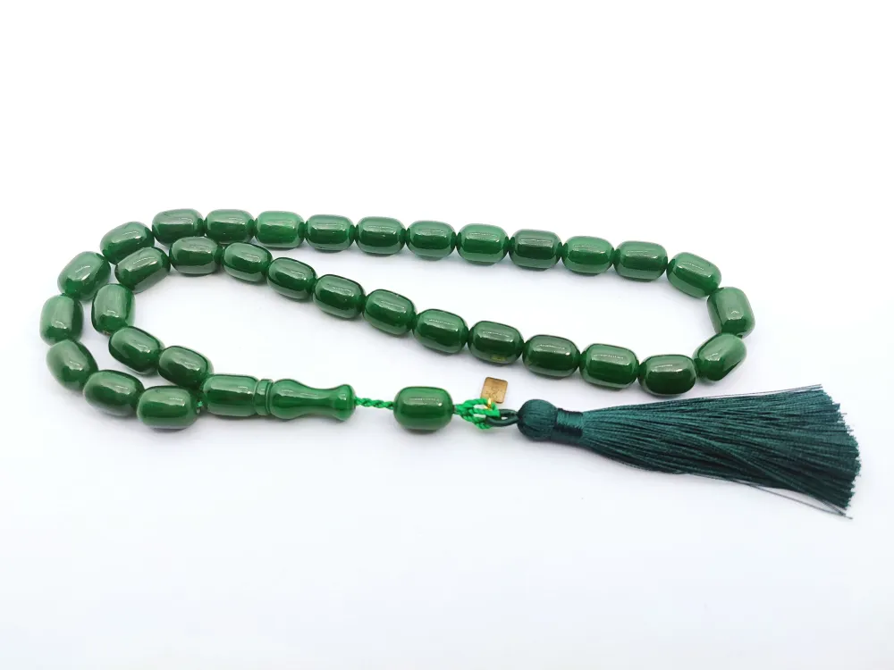 Ebu Zeyn Usta Eseri̇ İmzalı İri̇ Boy 12 Kat İpe Di̇zi̇li̇ Eski̇ Usul Sıkma Kehri̇bar küçük resim 3