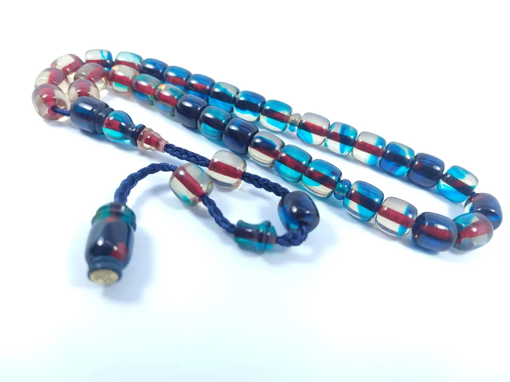 İsa Balkaya Usta Eseri̇  Eski̇ Usul Kat Kat İpe Di̇zi̇li̇ Eski̇ Objeden Ateş Kehri̇bar küçük resim 3