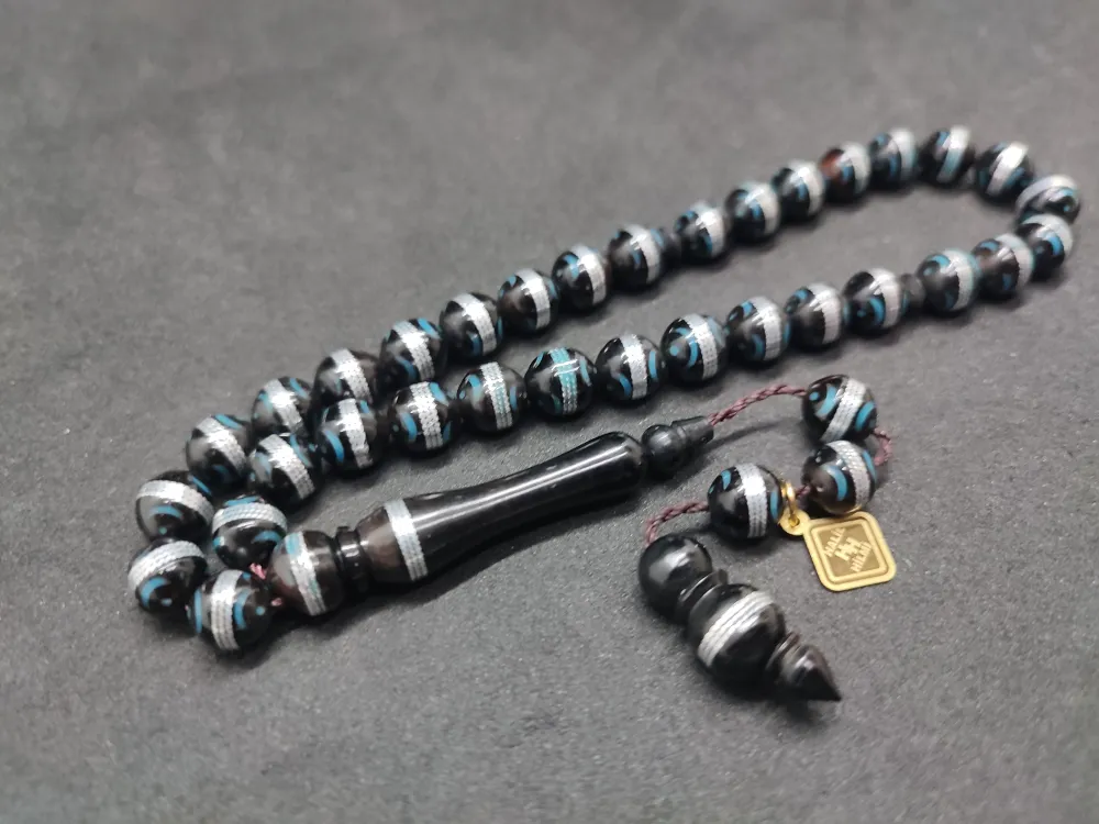 Hali̇l Hi̇lmi̇ Usta Eseri̇ Malahi̇t İşlemeli̇ Düşük Ayar Gümüş Sarmal Kuka küçük resim 2