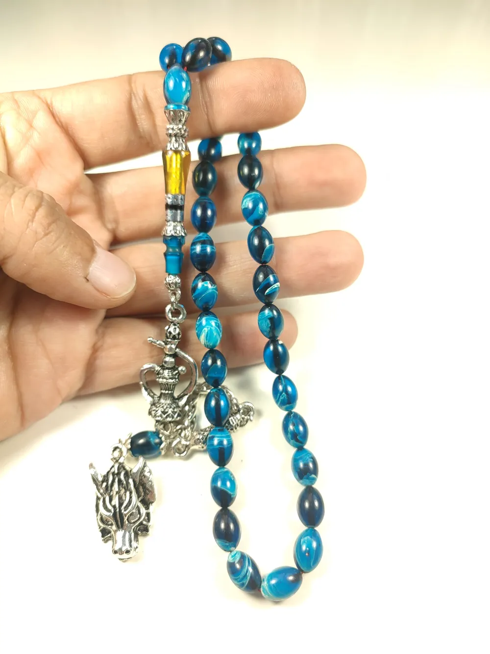 925 Ayar Gümüş Nakkaş İp Yolu Eski̇tme Multi̇ Color Sıkma Kehri̇bar küçük resim 5