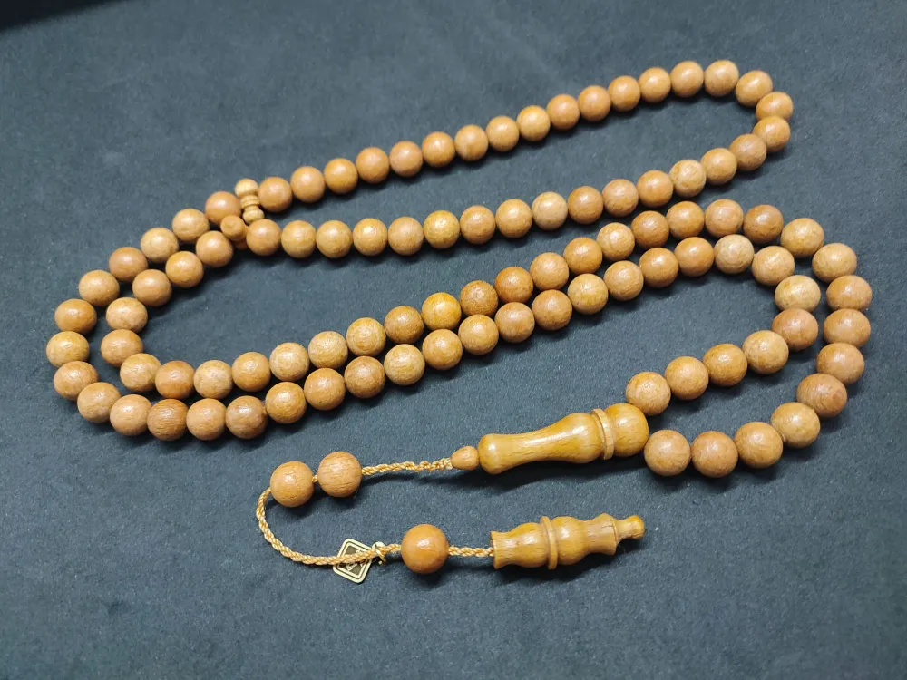 Hali̇l Hi̇lmi̇ Usta İşi̇ İmzalı Afri̇ka Ovengol Ağacı Namaz Tesbi̇hi̇ küçük resim 3