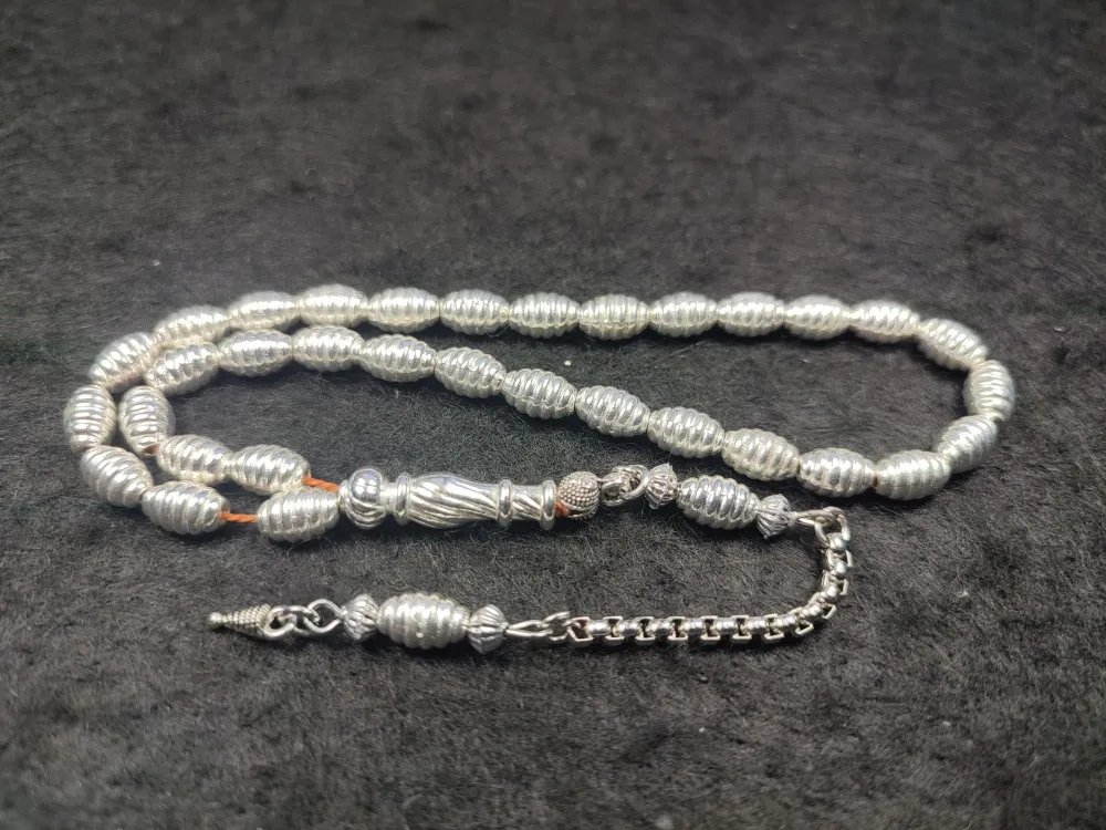 Usta İşçi̇li̇kli̇ El Boy Alman Gümüş Tesbi̇h küçük resim 2