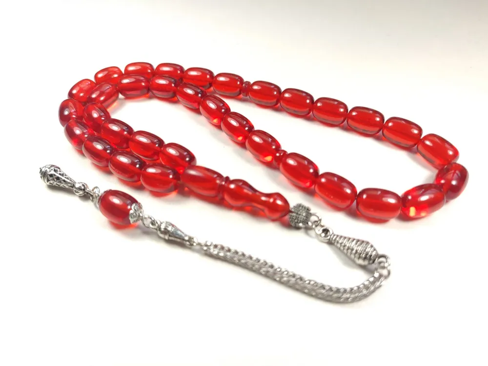 Gümüş Kaplama Püsküllü Çi̇ft Zımpara Çi̇ft Kat Ci̇lalı Alman Zar  Kehri̇bar