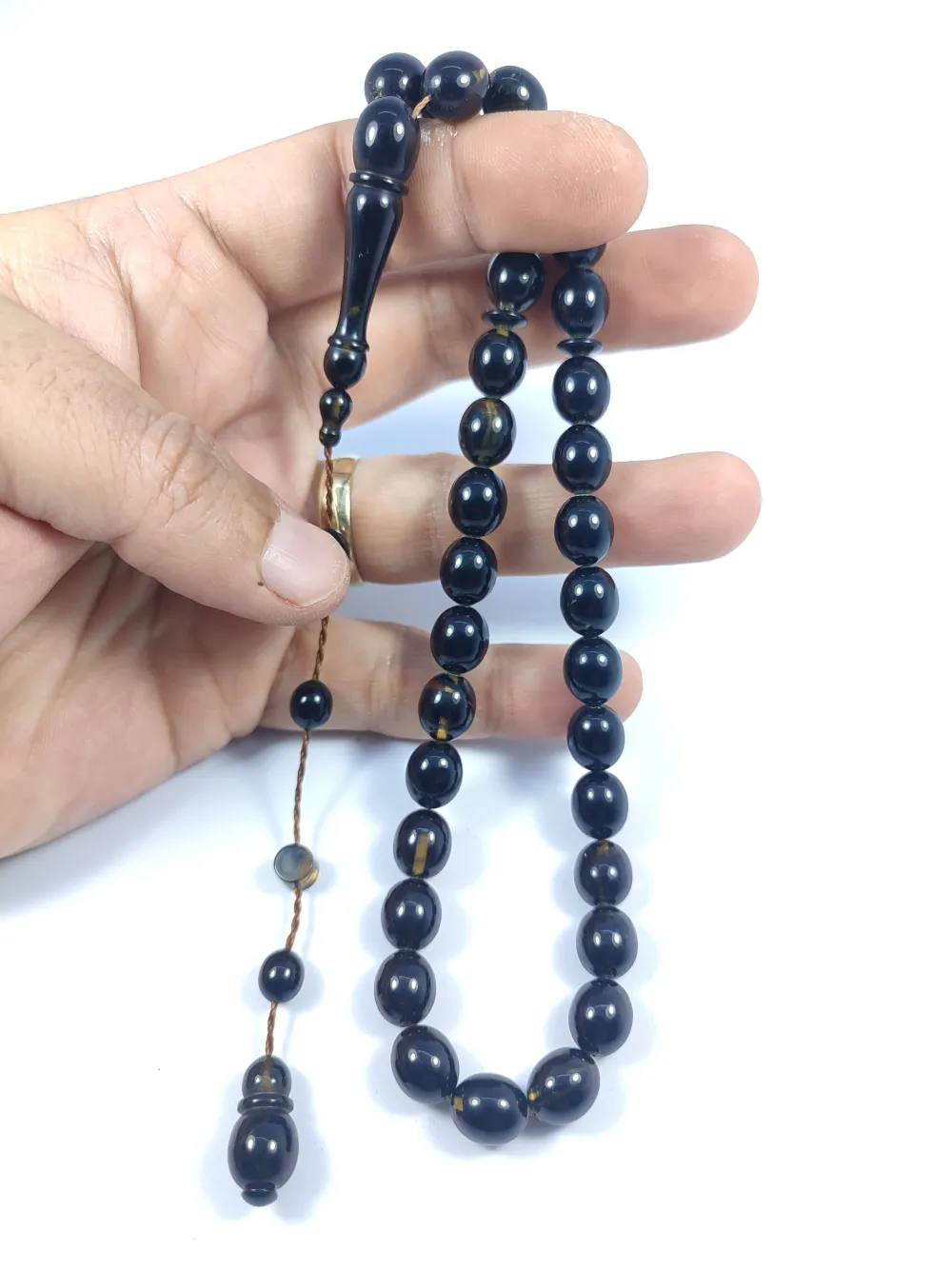 Şevket Alkan Usta Eseri̇ İnci̇ Si̇yahı 0.6 Mm Deli̇m Sıkma Kehri̇bar küçük resim 5