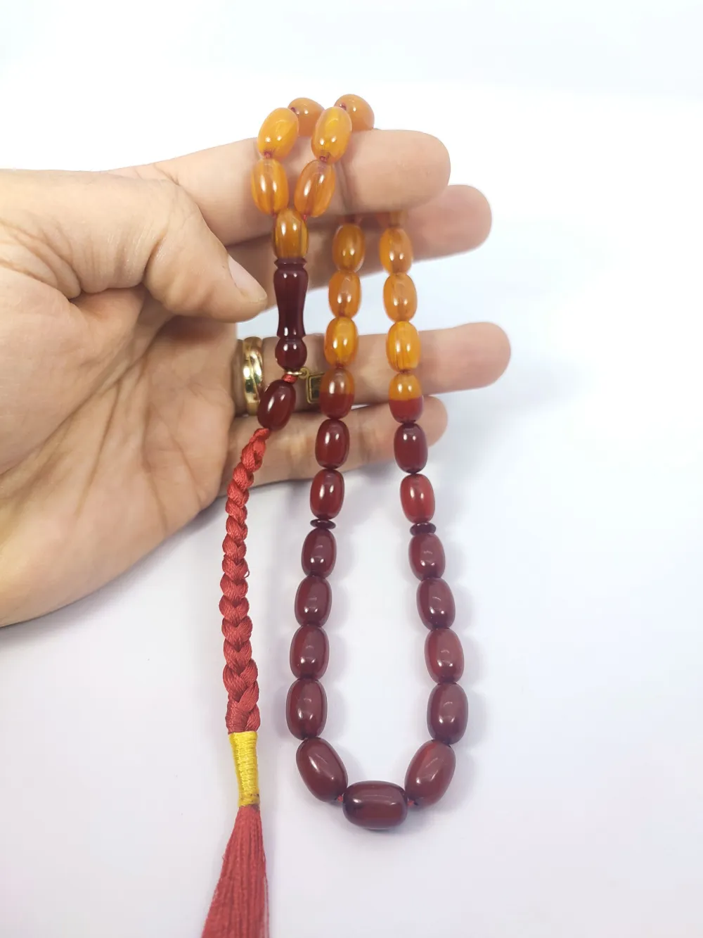 Junai̇d Hasan Usta Eseri̇ 12 Kat İpe Di̇zi̇lmi̇ş Anti̇k Model Sıkma Kehri̇bar küçük resim 5