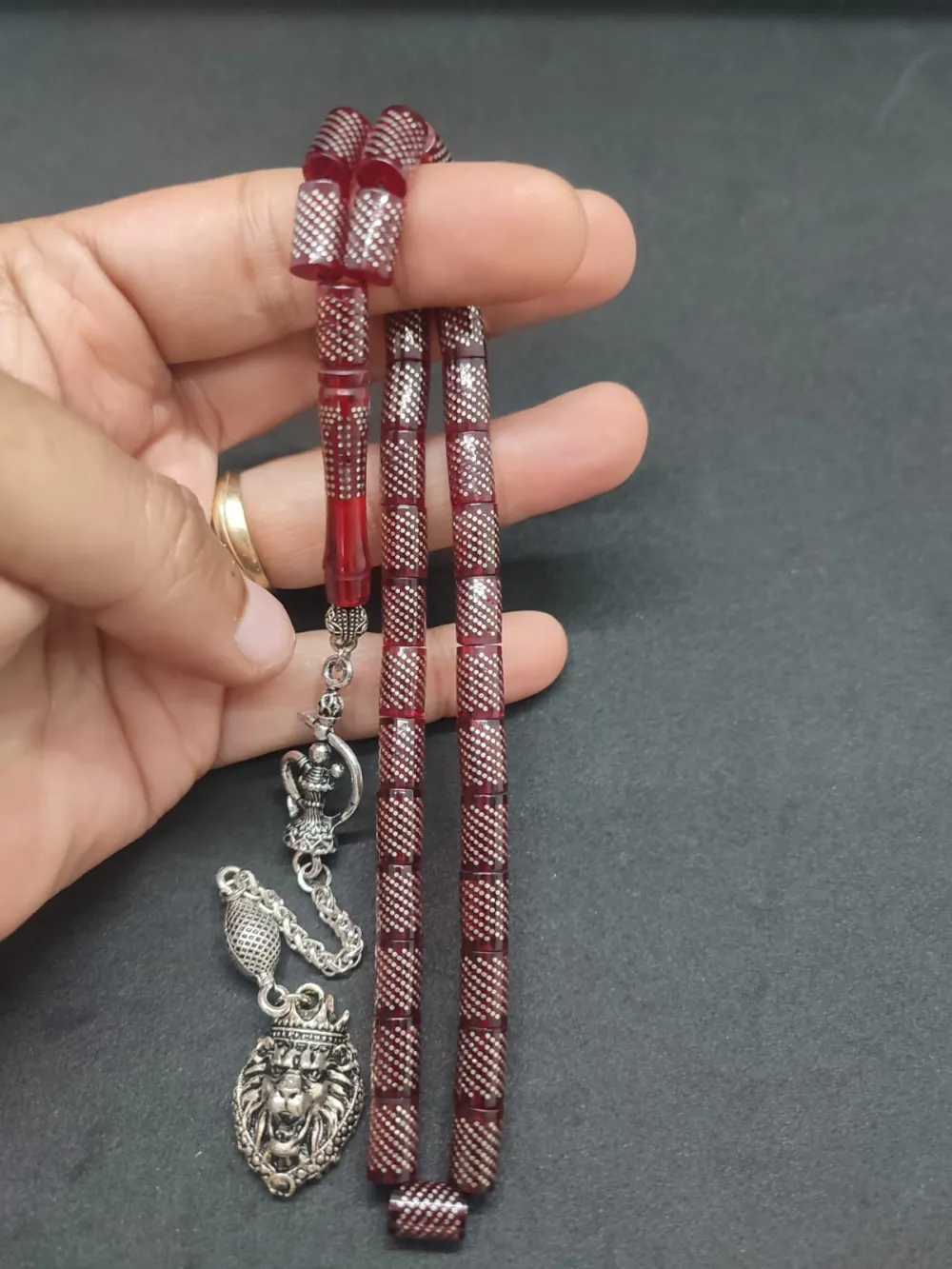 Hafi̇f Kusurlu Emrah Baran  925 Ayar Gümüş Çakımlı (10.000 Çakım) Ateş-İ Kehri̇bar küçük resim 5