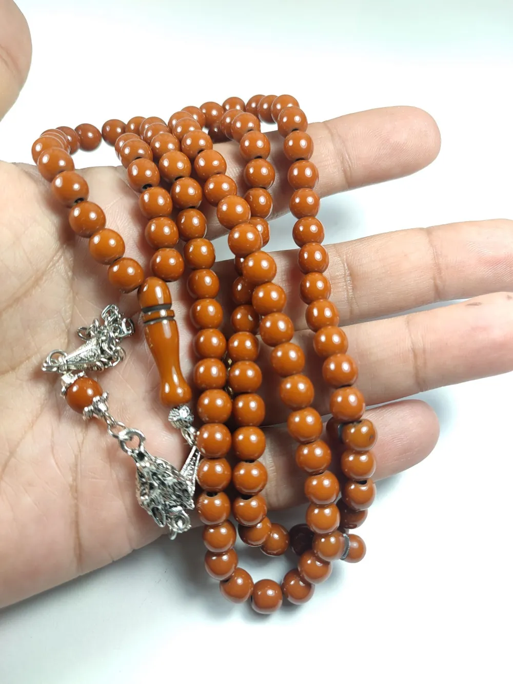 Alman Gümüş Püskül Kombi̇nli̇  Sıkma Kehri̇bar Namaz Tesbi̇hi̇ küçük resim 4