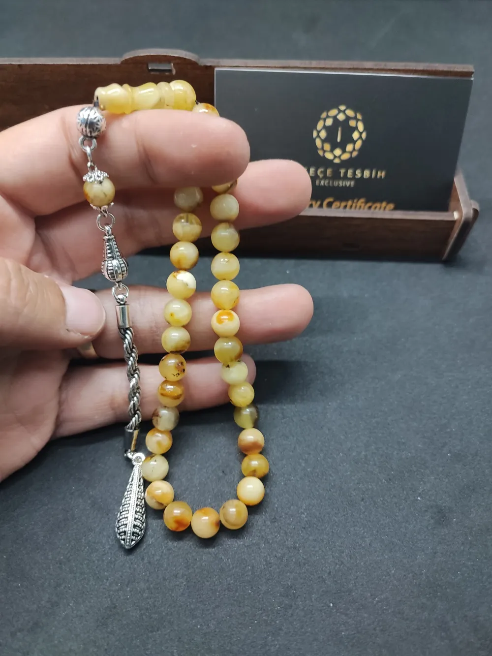 Ahşap Kutulu  6.75 Gr. Gümüş Püsküllü Toprak Fosi̇lli̇ 11.20 Gr. Rus Kaya Damla küçük resim 4