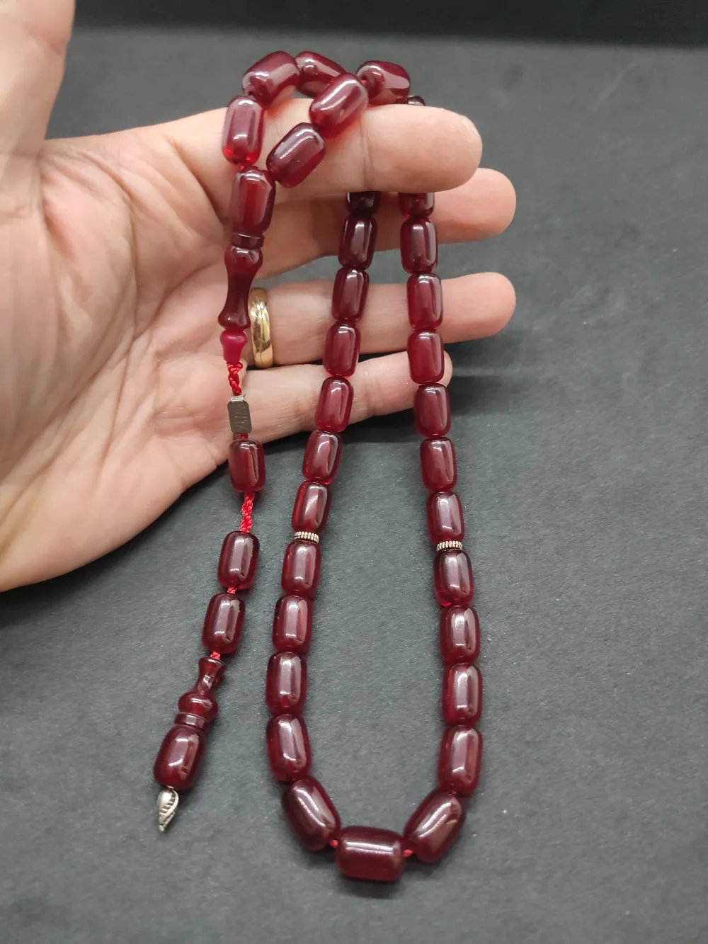 Zeyzun Usta Eseri̇ Di̇k Damar (İmza Çi̇vi̇ Ara Pulları Gümüş) Sıkma Kehri̇bar küçük resim 5