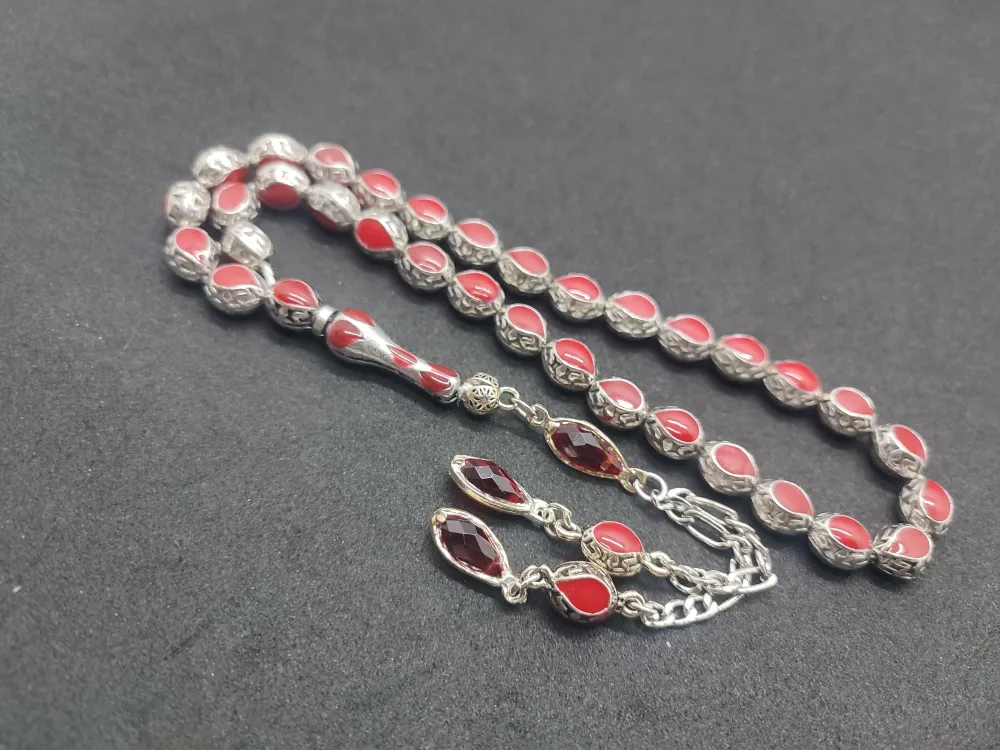 Bu Fi̇yata Yok!Düşük Ayar Gümüş Ve Mi̇neli̇ Kafes Model Tesbi̇h