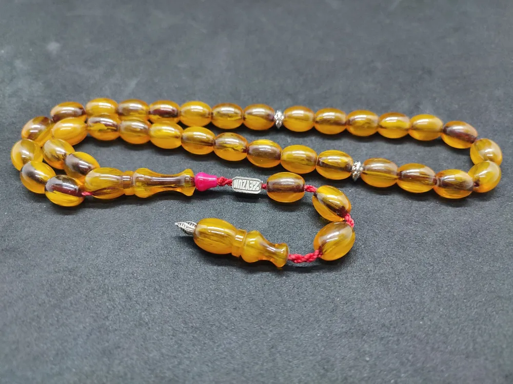 Zeyzun Usta Eseri̇ Di̇k Damar (İmza Çi̇vi̇ Ara Pulları Gümüş) Sıkma Kehri̇bar küçük resim 3