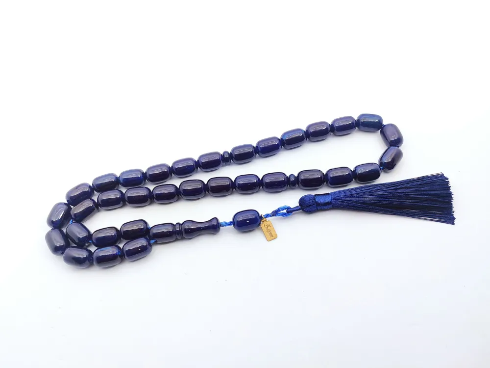 Ebu Zeyn Usta Eseri̇ İmzalı İri̇ Boy 12 Kat İpe Di̇zi̇li̇ Eski̇ Usul Sıkma Kehri̇bar küçük resim 2