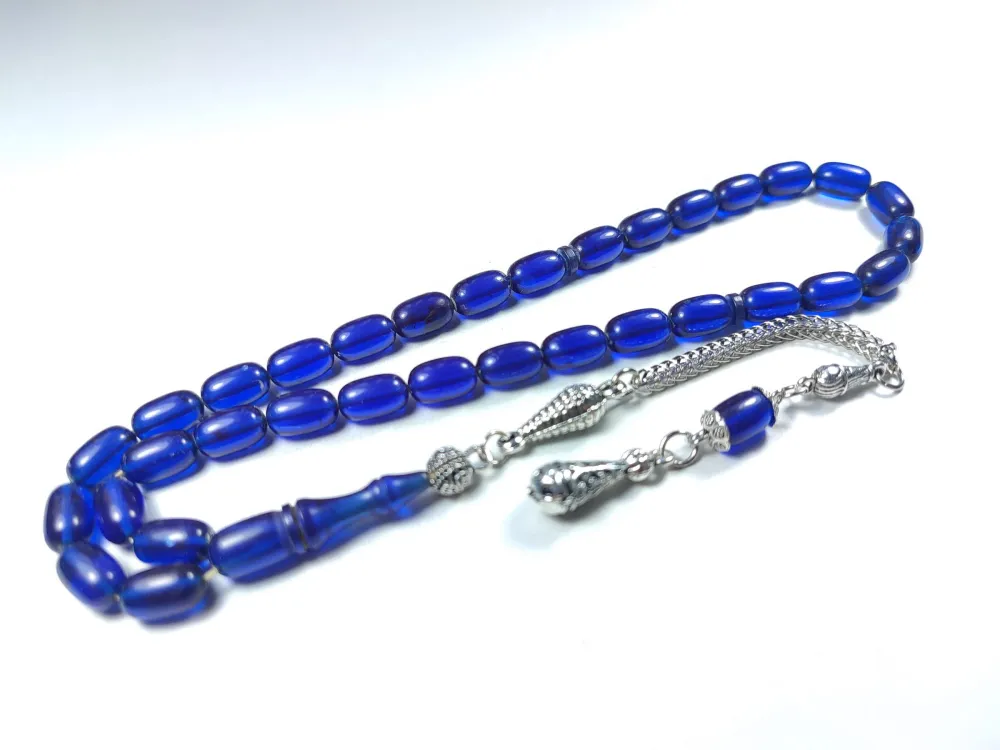 Gümüş Kaplama Püsküllü Çi̇ft Zımpara Çi̇ft Kat Ci̇lalı Ateş-İ Kehri̇bar küçük resim 3