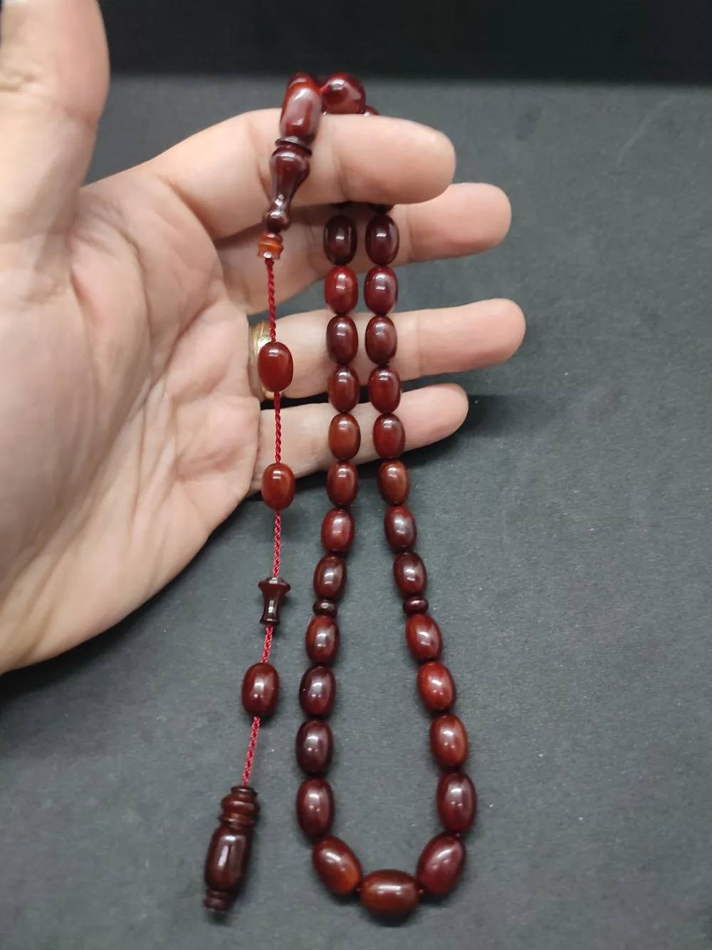 İsa Balkaya Usta Eseri̇  Eski̇ Usul Kat Kat İpe Di̇zi̇li̇ Eski̇ Sıkma Kehri̇bar küçük resim 5