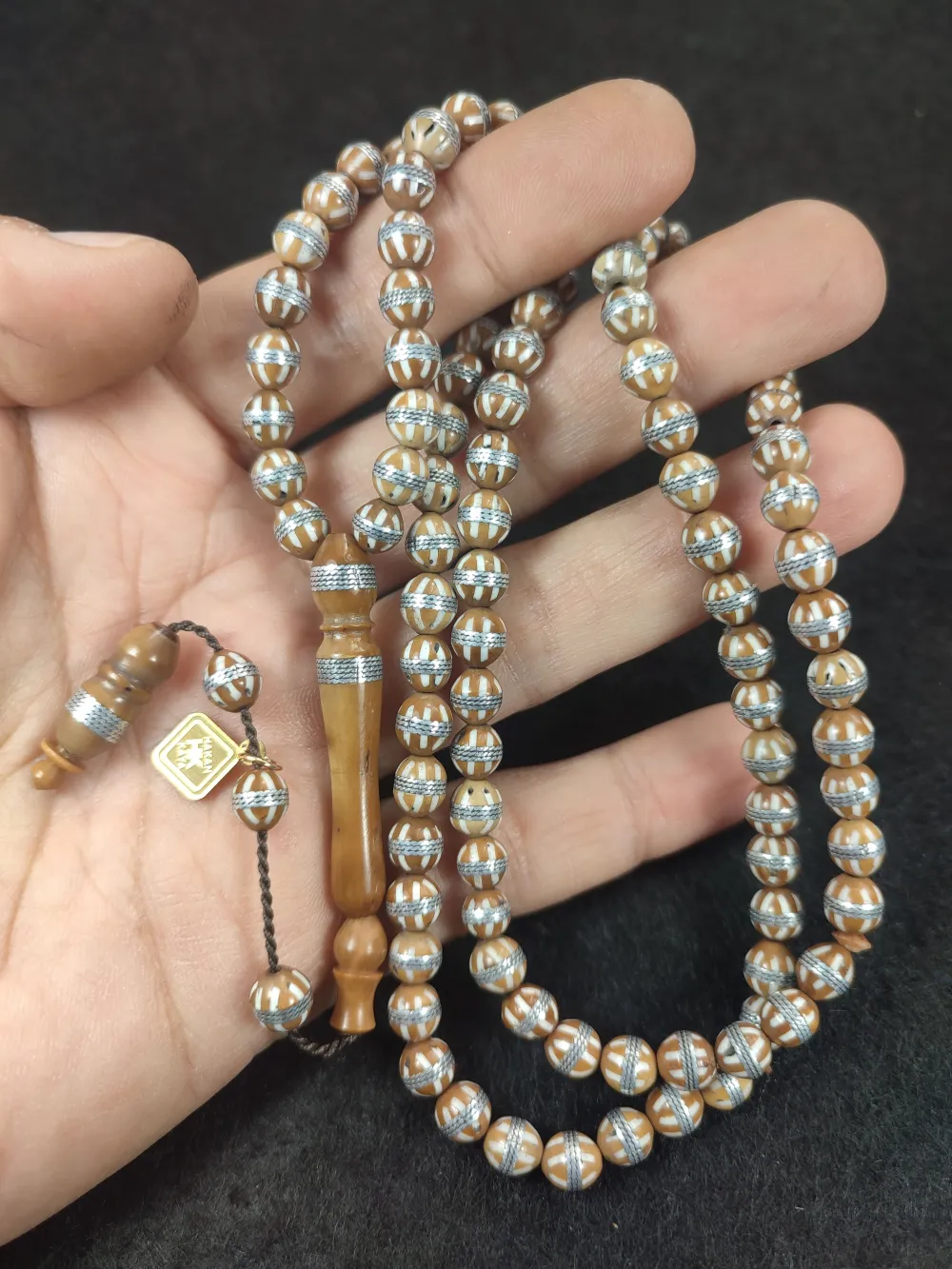 Hakan Kaya Usta Eseri̇ 925 Ayar Gümüş Sarmal Kuka Namaz Tesbi̇hi̇ küçük resim 4