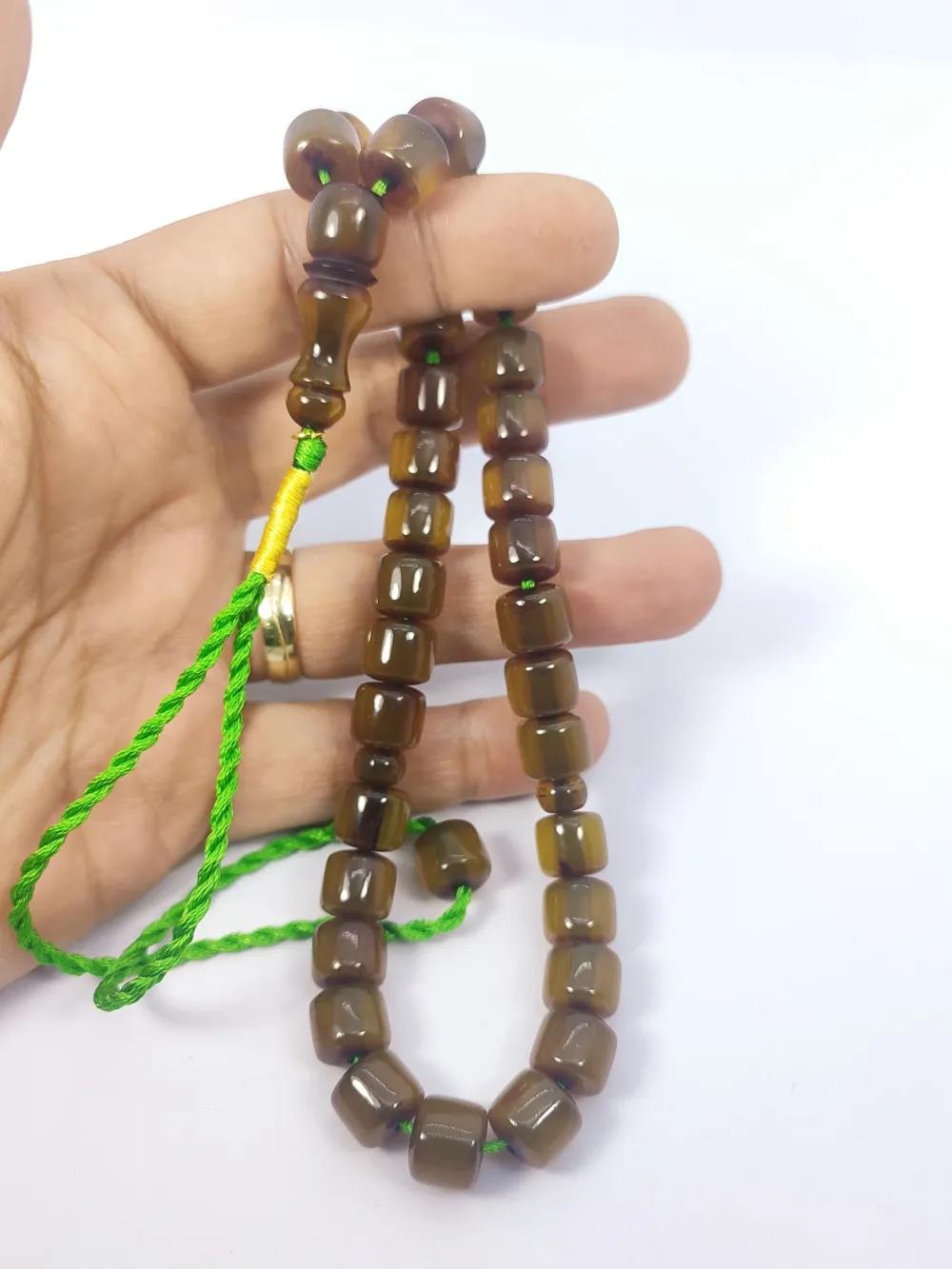 Junai̇d Hasan Usta Eseri̇ 12 Kat İpe Di̇zi̇lmi̇ş Anti̇k Model Sıkma Kehri̇bar küçük resim 4