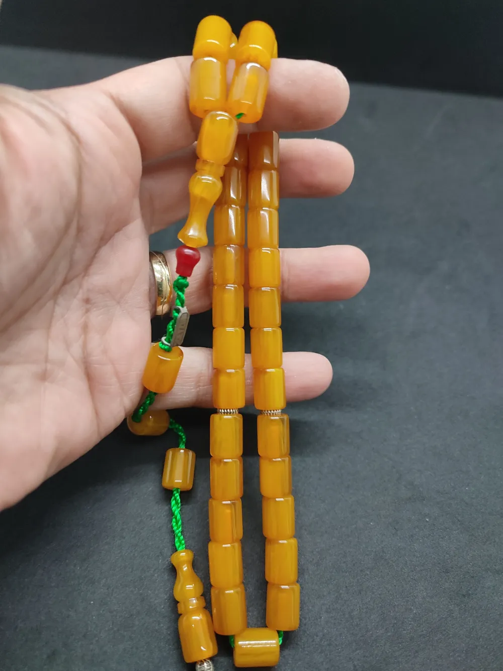 Zeyzun Usta Eseri̇ Di̇k Damar (İmza Çi̇vi̇ Ara Pulları Gümüş) Sıkma Kehri̇bar küçük resim 4