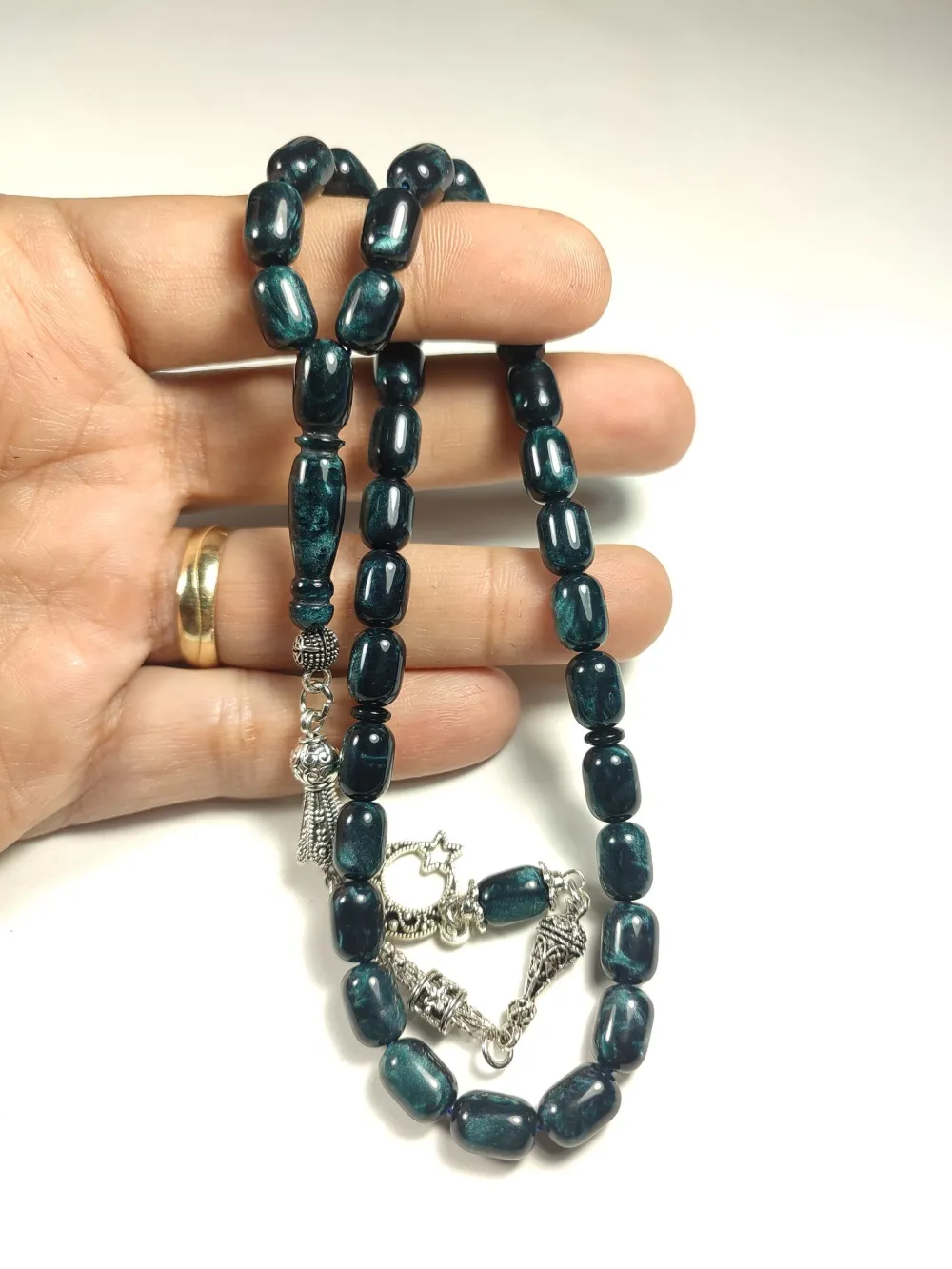 Gümüş Kaplama Püskül Kombi̇nli̇ İthal Galali̇t küçük resim 4