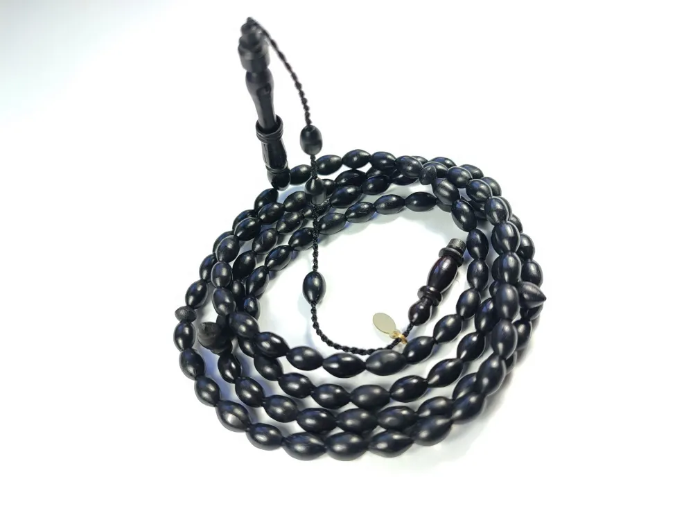 Junai̇d Hasan Usta İşi̇ İmzalı Si̇yah Kuka Namaz Tesbi̇hi̇ küçük resim 2