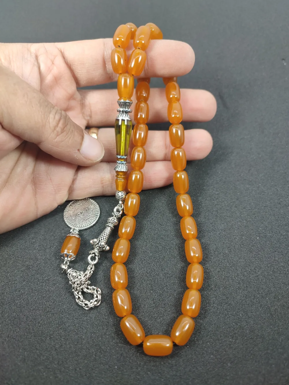 Şevket Alkan Usta İşi̇ 925 Ayar Gümüş Nakkaş İmame  Sıkma Kehri̇bar küçük resim 5